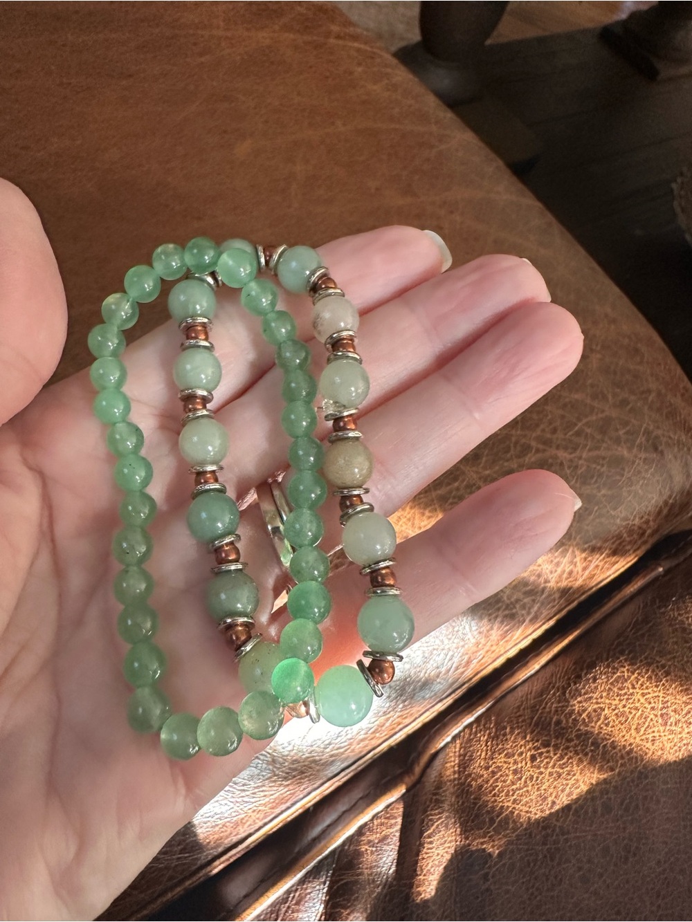 Green Beaded Stretch Bracelets